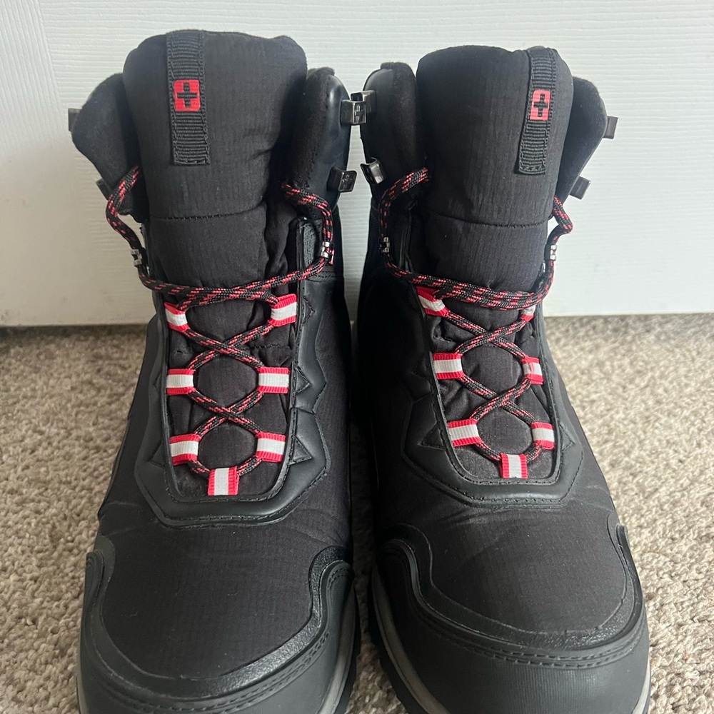 Black and Red High-Top Boots